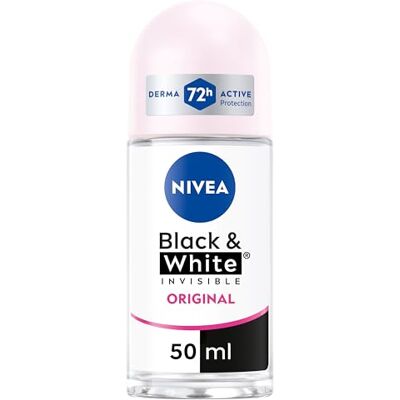 NIVEA Black & White Black Invisible Original Deo Roll-On, 6 sztuk (6 x 50 ml), antyperspirant, perfumy, reguluje oddychalność NIVEA Black & White Black Invisible Original Deo Roll-On, 6 sztuk (6 x 50 ml), antyperspirant, perfumy, reguluje oddychalność