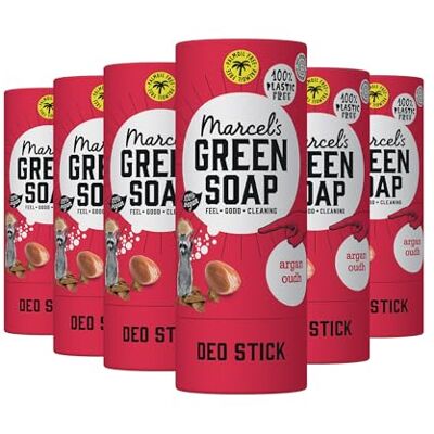 Marcel's Green Soap Dezodorant w sztyfcie Argan & Oudh antyperspirant 100% przyjazny dla środowiska 100% wegański 97% biodegradowalny 6 szt. 40 g Marcel's Green Soap Dezodorant w sztyfcie Argan & Oudh antyperspirant 100% przyjazny dla środowiska 100% wegański 97% biodegradowalny 6 szt. 40 g