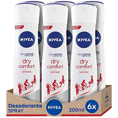 NIVEA Dry Comfort Fresh Spray Pack 6 (6 x 50 ml), dezodorant antyperspirant z ochroną 72 h, dezodorant w sprayu do pielęgnacji kobiet testowany w prawdziwym życiu NIVEA Dry Comfort Fresh Spray Pack 6 (6 x 50 ml), dezodorant antyperspirant z ochroną 72 h, dezodorant w sprayu do pielęgnacji kobiet testowany w prawdziwym życiu