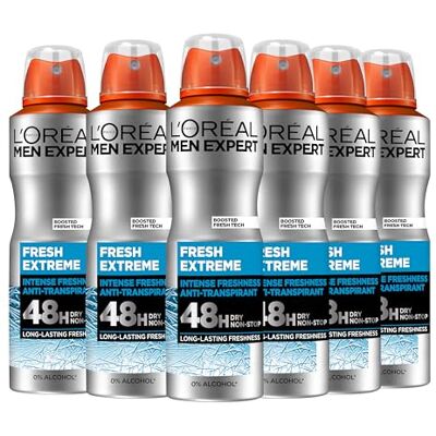 L’Oréal Paris men expert L'Oréal Paris Men Expert 48H Fresh Extreme dezodorant w sprayu, 6 x 150 ml, zestaw ekonomiczny L’Oréal Paris men expert L'Oréal Paris Men Expert 48H Fresh Extreme dezodorant w sprayu, 6 x 150 ml, zestaw ekonomiczny