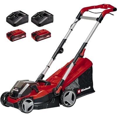 Einhell Kosiarka akumulatorowa RASARRO 36/34 Kit Power X-Change (36 V, szerokość koszenia 34 cm, do 300 m², kosz 30-litrowy, wysokość koszenia 25-65 mm, w tym 2 akumulatory 3,0 Ah + 2 ładowarki) Einhell Kosiarka akumulatorowa RASARRO 36/34 Kit Power X-Change (36 V, szerokość koszenia 34 cm, do 300 m², kosz 30-litrowy, wysokość koszenia 25-65 mm, w tym 2 akumulatory 3,0 Ah + 2 ładowarki)