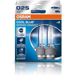 OSRAM XENARC COOL BLUE INTENSE D2S, 150% większa jasność, do 6200 K, ksenonowe reflektory, wygląd LED, składane pudełko wiszące (2 lampy) OSRAM XENARC COOL BLUE INTENSE D2S, 150% większa jasność, do 6200 K, ksenonowe reflektory, wygląd LED, składane pudełko wiszące (2 lampy)