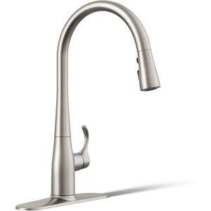 Kohler 596-VS Simplice Pull Down Kitchen Faucet, 3-Spray Faucet, Kitchen Sink Faucet with Pull Down Sprayer, Vibrant Stainless, High Arch Kohler 596-VS Simplice Pull Down Kitchen Faucet, 3-Spray Faucet, Kitchen Sink Faucet with Pull Down Sprayer, Vibrant Stainless, High Arch