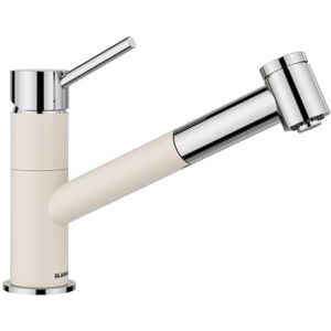 Blanco KANO-S Vario armatura kuchenna w kolorze miękkiej bieli/chromu wysokie ciśnienie z wyciąganym wężem zawór zwrotny wkład ceramiczny z regulowanym strumieniem Blanco KANO-S Vario armatura kuchenna w kolorze miękkiej bieli/chromu wysokie ciśnienie z wyciąganym wężem zawór zwrotny wkład ceramiczny z regulowanym strumieniem