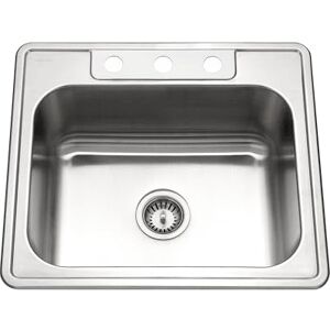 HOUZER 2522-8BS3-1 seria Glowtone Topmount stal nierdzewna 3-otworowa pojedyncza miska zlew kuchenny, głębokość 20 cm HOUZER 2522-8BS3-1 seria Glowtone Topmount stal nierdzewna 3-otworowa pojedyncza miska zlew kuchenny, głębokość 20 cm