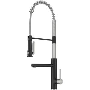 Kraus Artec Pro Commercial Style 2-funkcyjny pojedynczy uchwyt wyciągany kran kuchenny z napełniaczem garnków w bezpunktowej stali nierdzewnej/matowej czerni, KPF-1605SFSMB Kraus Artec Pro Commercial Style 2-funkcyjny pojedynczy uchwyt wyciągany kran kuchenny z napełniaczem garnków w bezpunktowej stali nierdzewnej/matowej czerni, KPF-1605SFSMB