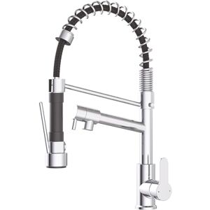 ONDÉE ARIANE Bateria kuchenna przemysłowa Wyciągana wylewka i oddzielny kran Ergonomiczna metalowa dźwignia Ceramiczna głowica Ø35 mm Wykończenie szare/srebrne ONDÉE ARIANE Bateria kuchenna przemysłowa Wyciągana wylewka i oddzielny kran Ergonomiczna metalowa dźwignia Ceramiczna głowica Ø35 mm Wykończenie szare/srebrne