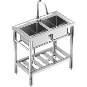 GarveeTech Zlewozmywak kuchenny, wolnostojący, ze stali nierdzewnej, z kranem, półką i akcesoriami, kompletny zestaw do kuchni, łazienki, komercyjny, 84 x 46 x 76 cm, nierdzewny i trwały GarveeTech Zlewozmywak kuchenny, wolnostojący, ze stali nierdzewnej, z kranem, półką i akcesoriami, kompletny zestaw do kuchni, łazienki, komercyjny, 84 x 46 x 76 cm, nierdzewny i trwały