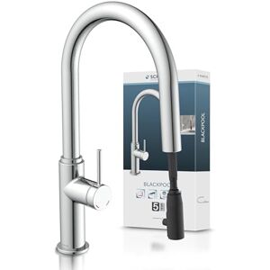 Schütte 79516 Blackpool bateria kuchenna z wyciąganą głowicą prysznicową, kran 360 stopni do kuchni, bateria mieszakowa z mieszaczem jednouchwytowym, armatura zlewozmywakowa z wyciąganą wylewką w Schütte 79516 Blackpool bateria kuchenna z wyciąganą głowicą prysznicową, kran 360 stopni do kuchni, bateria mieszakowa z mieszaczem jednouchwytowym, armatura zlewozmywakowa z wyciąganą wylewką w