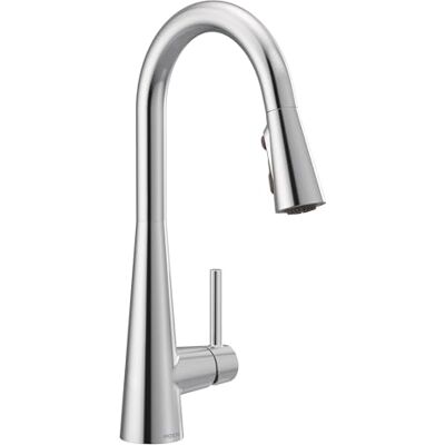 Moen 7864 Elegancki jeden uchwyt wysoki łuk wysuwany nowoczesny kran kuchenny ze wzmocnieniem mocy, chrom, regularny Moen 7864 Elegancki jeden uchwyt wysoki łuk wysuwany nowoczesny kran kuchenny ze wzmocnieniem mocy, chrom, regularny