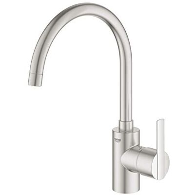 Grohe Feel jednouchwytowa bateria zlewozmywakowa (wylot C, zakres obrotu do wyboru: 0° / 150°, wysoki wylew), supersteel, 32670DC2 Grohe Feel jednouchwytowa bateria zlewozmywakowa (wylot C, zakres obrotu do wyboru: 0° / 150°, wysoki wylew), supersteel, 32670DC2