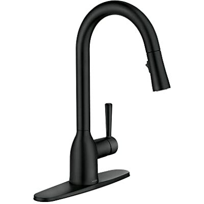 Moen 87233BL Adler bateria kuchenna z jednym uchwytem i wysokim łukiem z funkcją Power Clean, matowa czerń Moen 87233BL Adler bateria kuchenna z jednym uchwytem i wysokim łukiem z funkcją Power Clean, matowa czerń