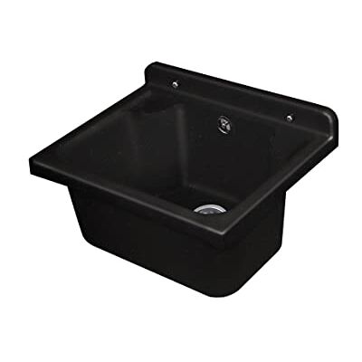 Negrari Zlewozmywak ścienny z żywicy, odporny na kwasy, odporny na wilgoć, łącznie z zestawem odpływowym, dł. 42 x szer. 34 x wys. 21, czarny brokatowy Negrari Zlewozmywak ścienny z żywicy, odporny na kwasy, odporny na wilgoć, łącznie z zestawem odpływowym, dł. 42 x szer. 34 x wys. 21, czarny brokatowy
