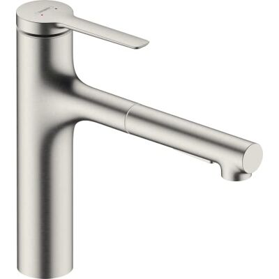 Hansgrohe Zesis M33 Jednouchwytowa bateria kuchenna 160, wyciągana wylewka, 2-strumieniowa, stal szlachetna, 74801800 Hansgrohe Zesis M33 Jednouchwytowa bateria kuchenna 160, wyciągana wylewka, 2-strumieniowa, stal szlachetna, 74801800