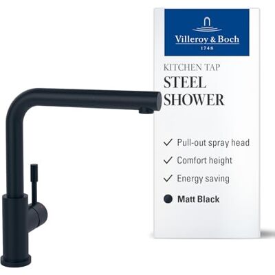 Villeroy & Boch Steel Shower Window armatura kuchenna, wysokociśnieniowa, kran kuchenny z wyciąganą wylewką i montażem przednim, bateria zlewozmywakowa, oszczędność wody, wysokość wylewki 272 mm, Villeroy & Boch Steel Shower Window armatura kuchenna, wysokociśnieniowa, kran kuchenny z wyciąganą wylewką i montażem przednim, bateria zlewozmywakowa, oszczędność wody, wysokość wylewki 272 mm,