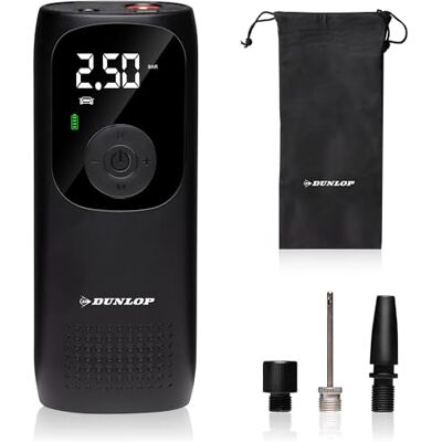 Dunlop Przenośna sprężarka powietrza 150 PSI Bezprzewodowa pompka do opon z portem USB-C Pompa rowerowa do wszystkich wentyli Pompka do piłek Sprężarka 10 bar z manometrem Czarny Dunlop Przenośna sprężarka powietrza 150 PSI Bezprzewodowa pompka do opon z portem USB-C Pompa rowerowa do wszystkich wentyli Pompka do piłek Sprężarka 10 bar z manometrem Czarny