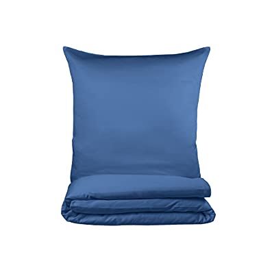 VANITA' DI RASO Zestaw pościeli z bawełny satynowej klasy premium, poszewka na kołdrę 135 x 200 cm, poszewka na poduszkę 80 x 80 cm, 100% bawełna, niebieska VANITA' DI RASO Zestaw pościeli z bawełny satynowej klasy premium, poszewka na kołdrę 135 x 200 cm, poszewka na poduszkę 80 x 80 cm, 100% bawełna, niebieska