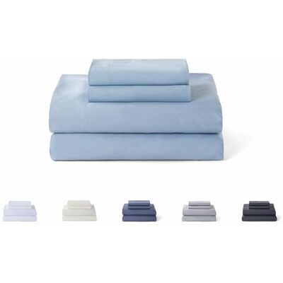 Todocama 4-częściowy zestaw pościeli 5003 prześcieradło z gumką wierzchnie dwie poszewki na poduszki 50x80cm. (Łóżko 90x190/200 cm, jasnoniebieskie) Todocama 4-częściowy zestaw pościeli 5003 prześcieradło z gumką wierzchnie dwie poszewki na poduszki 50x80cm. (Łóżko 90x190/200 cm, jasnoniebieskie)