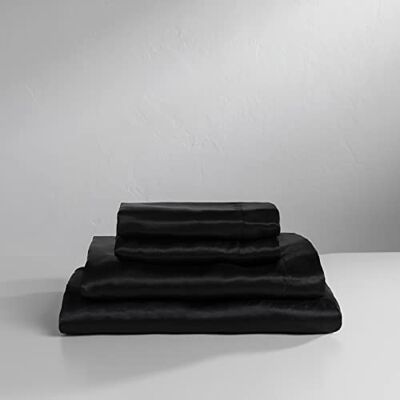 BALTIC LINEN Luksusowe zestawy satynowych super miękkich prześcieradeł, King, czarny BALTIC LINEN Luksusowe zestawy satynowych super miękkich prześcieradeł, King, czarny