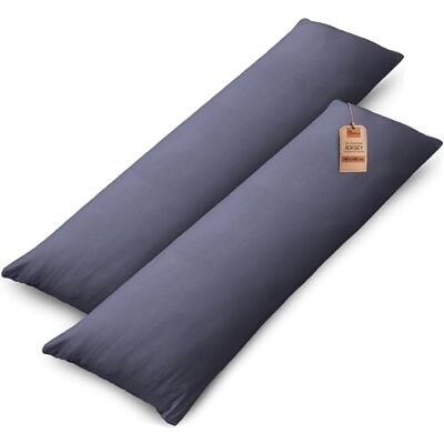 NatureMark Zestaw 2 poszewek na poduszki z dżerseju z certyfikatem Oeko-Tex, bawełna, antracytowo-szary, 40 x 145 cm (Seitenschläfer/Stillkissenbezug) NatureMark Zestaw 2 poszewek na poduszki z dżerseju z certyfikatem Oeko-Tex, bawełna, antracytowo-szary, 40 x 145 cm (Seitenschläfer/Stillkissenbezug)