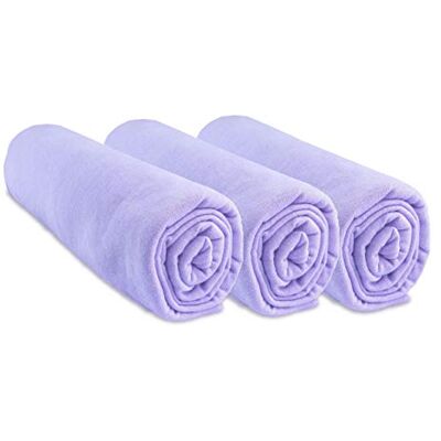 Easy Dort - Zestaw 3 elastycznych prześcieradeł jersey z bawełny - Łóżeczko dziecięce 70x140 cm - Fioletowy Easy Dort - Zestaw 3 elastycznych prześcieradeł jersey z bawełny - Łóżeczko dziecięce 70x140 cm - Fioletowy