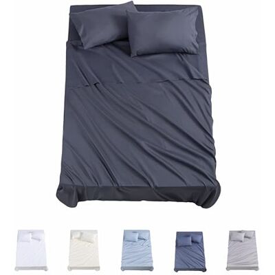 Todocama 4-częściowy zestaw pościeli 3001 prześcieradło z gumką blat dwie poszewki na poduszki 50x80cm. (łóżko 135 x 190/200 cm, ciemnoszary) Todocama 4-częściowy zestaw pościeli 3001 prześcieradło z gumką blat dwie poszewki na poduszki 50x80cm. (łóżko 135 x 190/200 cm, ciemnoszary)