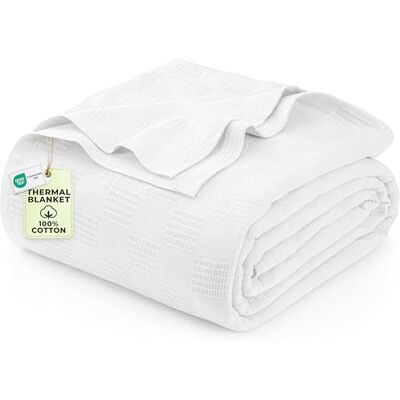 Utopia Bedding Bawełniany koc queen biały -90 x 90 koc na łóżko 350 g/m² miękki oddychający koc Utopia Bedding Bawełniany koc queen biały -90 x 90 koc na łóżko 350 g/m² miękki oddychający koc