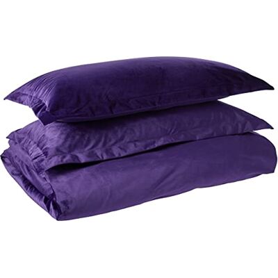 Tribeca Living VENICEDUVETKIPU Venice Velvet Oversizowy solidny zestaw pościeli, King, fioletowy Tribeca Living VENICEDUVETKIPU Venice Velvet Oversizowy solidny zestaw pościeli, King, fioletowy