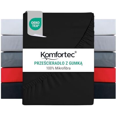 Komfortec Prześcieradło z gumką 90 x 200 cm ze szczotkowanej mikrofibry czarne Komfortec Prześcieradło z gumką 90 x 200 cm ze szczotkowanej mikrofibry czarne