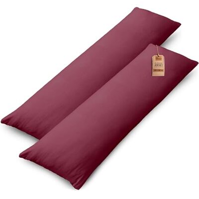 NatureMark Zestaw 2 poszewek na poduszkę z dżerseju do spania na boku, wiele rozmiarów i kolorów, Öko-Tex (40 x 145 cm (poszewka na poduszkę do spania na boku/do karmienia), bordowa czerwień) NatureMark Zestaw 2 poszewek na poduszkę z dżerseju do spania na boku, wiele rozmiarów i kolorów, Öko-Tex (40 x 145 cm (poszewka na poduszkę do spania na boku/do karmienia), bordowa czerwień)