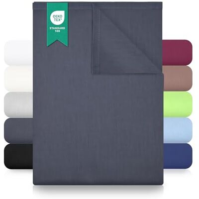 GREEN MARK Textilien płaski prześcieradło – 100% bawełna – bez gumki, delikatne dla skóry, łatwe w pielęgnacji, pranie w wysokiej temperaturze Szary Antracytowy 180x275 cm GREEN MARK Textilien płaski prześcieradło – 100% bawełna – bez gumki, delikatne dla skóry, łatwe w pielęgnacji, pranie w wysokiej temperaturze Szary Antracytowy 180x275 cm