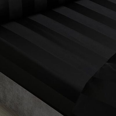 Catherine Lansfield Prześcieradło z gumką So Soft Satin Stripe Super King czarne Catherine Lansfield Prześcieradło z gumką So Soft Satin Stripe Super King czarne