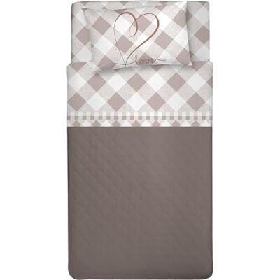 PENSIERI DELICATI Komplet pościeli na 1 łóżko queen size, 100% bawełna, prześcieradło z gumką 120 x 200 cm, z prześcieradłem wierzchnim i 1 poszewką na poduszkę, wyprodukowano we Włoszech, wzór Lovely PENSIERI DELICATI Komplet pościeli na 1 łóżko queen size, 100% bawełna, prześcieradło z gumką 120 x 200 cm, z prześcieradłem wierzchnim i 1 poszewką na poduszkę, wyprodukowano we Włoszech, wzór Lovely