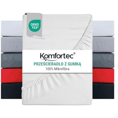 Komfortec Prześcieradło z gumką 180 x 200 cm, łóżko kontynentalne do 15 cm – 30 cm wysokości materaca, białe Komfortec Prześcieradło z gumką 180 x 200 cm, łóżko kontynentalne do 15 cm – 30 cm wysokości materaca, białe