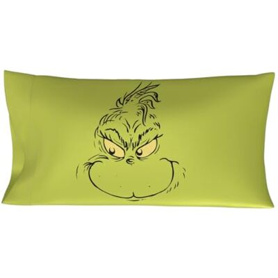 Franco Collectibles Grinch by Dr. Seuss Holiday jedwabista satynowa poszewka na poduszkę 20x36 do włosów i skóry (produkt oficjalnie licencjonowany) Franco Collectibles Grinch by Dr. Seuss Holiday jedwabista satynowa poszewka na poduszkę 20x36 do włosów i skóry (produkt oficjalnie licencjonowany)