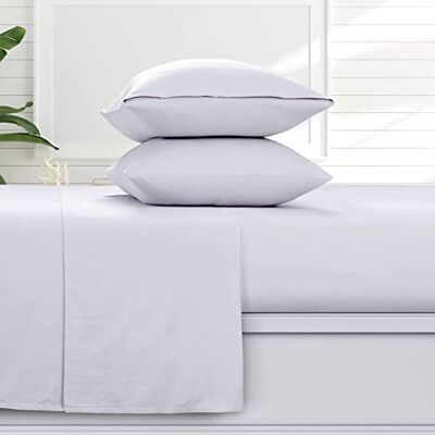 Tribeca Living Zestaw flanelowej pościeli na łóżko, niezwykle miękka 100% bawełna, pojemne narożniki, rozmiar queen, gładki wzór, biały Tribeca Living Zestaw flanelowej pościeli na łóżko, niezwykle miękka 100% bawełna, pojemne narożniki, rozmiar queen, gładki wzór, biały