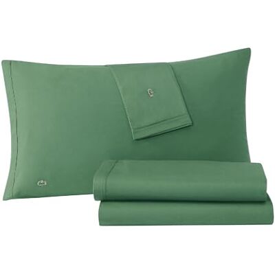 Lacoste 100% bawełna, perkal, 4-częściowy zestaw prześcieradeł – fajne, wyraźne, matowe i trwałe, certyfikat Öko-Tex – solidny, zielony, California King Lacoste 100% bawełna, perkal, 4-częściowy zestaw prześcieradeł – fajne, wyraźne, matowe i trwałe, certyfikat Öko-Tex – solidny, zielony, California King