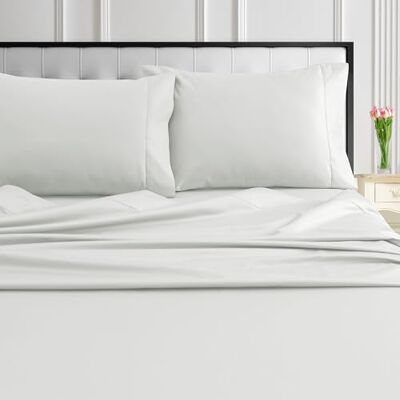 Tribeca Living 1000 wątków prześcieradła z egipskiej bawełny w rozmiarze queen size, luksusowy i ultramiękki splot satynowy, 56 cm bardzo głęboka kieszeń, 4-częściowy zestaw prześcieradeł, kość Tribeca Living 1000 wątków prześcieradła z egipskiej bawełny w rozmiarze queen size, luksusowy i ultramiękki splot satynowy, 56 cm bardzo głęboka kieszeń, 4-częściowy zestaw prześcieradeł, kość