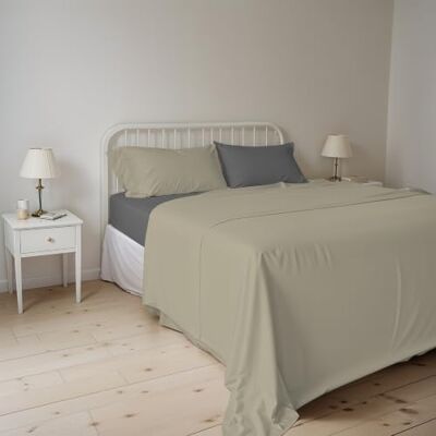 Italian Bed Linen Komplet pościeli na łóżko dwuosobowe w kolorze naturalnym, 100% bawełna, wyprodukowano we Włoszech komplet pościeli, prześcieradło wierzchnie z gumką, prześcieradło wierzchnie 240 x 300 cm i Italian Bed Linen Komplet pościeli na łóżko dwuosobowe w kolorze naturalnym, 100% bawełna, wyprodukowano we Włoszech komplet pościeli, prześcieradło wierzchnie z gumką, prześcieradło wierzchnie 240 x 300 cm i