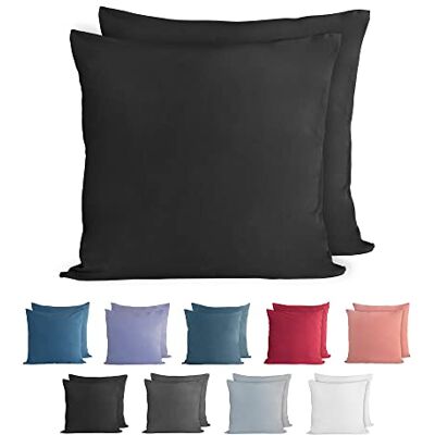 Komfortec 100% bawełna, zestaw 2 poszewek na poduszki, 60 x 60 cm, super miękkie, dżersej 150 g/m², czarne Komfortec 100% bawełna, zestaw 2 poszewek na poduszki, 60 x 60 cm, super miękkie, dżersej 150 g/m², czarne