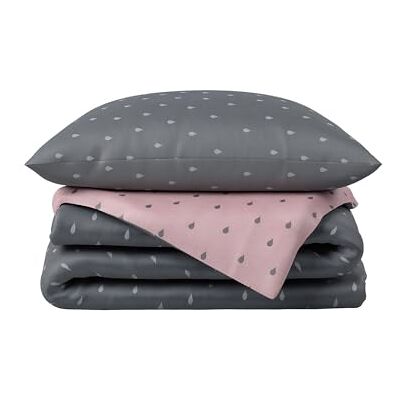Hibboux 100 x 135 Drops Baby Duvet Cover Set szary/różowy Hibboux 100 x 135 Drops Baby Duvet Cover Set szary/różowy