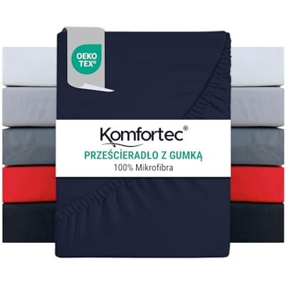 Komfortec Prześcieradło z gumką 160 x 200 cm, prześcieradło na łóżko kontynentalne do 15 cm – 30 cm wysokości materaca, niebieskie Komfortec Prześcieradło z gumką 160 x 200 cm, prześcieradło na łóżko kontynentalne do 15 cm – 30 cm wysokości materaca, niebieskie