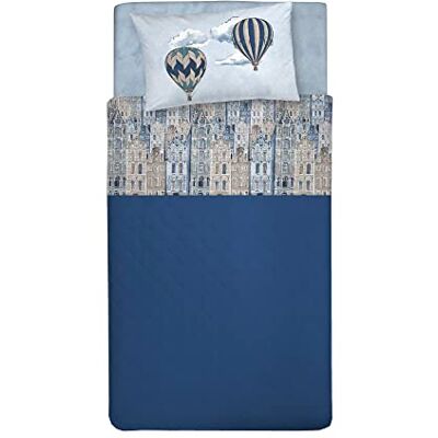 PENSIERI DELICATI Komplet pościeli na 1 łóżko queen size, 100% bawełna, prześcieradło z gumką 120 x 200 cm, z prześcieradłem wierzchnim i 1 poszewką na poduszkę, wyprodukowano we Włoszech, wzór Volare PENSIERI DELICATI Komplet pościeli na 1 łóżko queen size, 100% bawełna, prześcieradło z gumką 120 x 200 cm, z prześcieradłem wierzchnim i 1 poszewką na poduszkę, wyprodukowano we Włoszech, wzór Volare