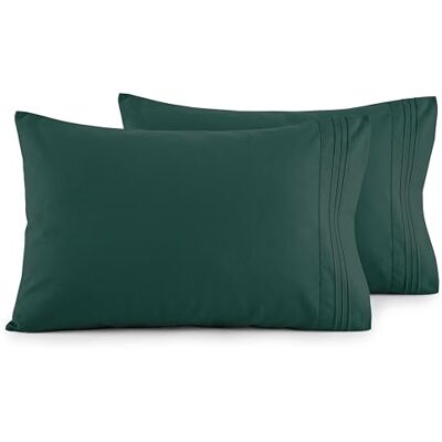 Elegant Comfort Luksusowy, ultramiękki zestaw 2-częściowych poszewek na poduszkę – 1500 klasy premium, mikrofibra, podwójnie szczotkowana, odporna na zagniecenia, rozmiar king, zielona Hunter Green Elegant Comfort Luksusowy, ultramiękki zestaw 2-częściowych poszewek na poduszkę – 1500 klasy premium, mikrofibra, podwójnie szczotkowana, odporna na zagniecenia, rozmiar king, zielona Hunter Green