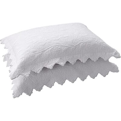 vctops 2-częściowe haftowane bawełniane pikowane poszewki na poduszki vintage kwiatowe dekoracyjne poszewki na poduszki boho poszewki na poduszki queen size, białe B vctops 2-częściowe haftowane bawełniane pikowane poszewki na poduszki vintage kwiatowe dekoracyjne poszewki na poduszki boho poszewki na poduszki queen size, białe B