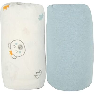 Babycalin 2-częściowy zestaw prześcieradła z gumką niedźwiedź/niebieski 70x140x17 cm Babycalin 2-częściowy zestaw prześcieradła z gumką niedźwiedź/niebieski 70x140x17 cm