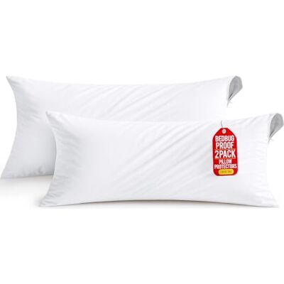 Utopia Bedding Waterproof Pillow Protectors Zippered Body Size (2 Pack, White), Zippered Pillowcases, Bed Bug Proof Pillow Encasement Covers 20 x 54 Inches Utopia Bedding Waterproof Pillow Protectors Zippered Body Size (2 Pack, White), Zippered Pillowcases, Bed Bug Proof Pillow Encasement Covers 20 x 54 Inches