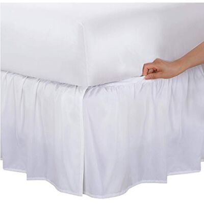Bed Maker's Nigdy nie podnoś materaca narzuta na łóżko z mikrofibry, marszczony styl, klasyczna długość 35 cm, podwójna, biała Bed Maker's Nigdy nie podnoś materaca narzuta na łóżko z mikrofibry, marszczony styl, klasyczna długość 35 cm, podwójna, biała