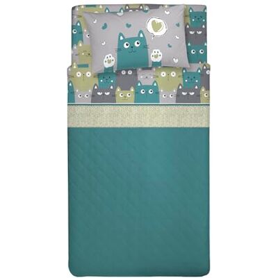 PENSIERI DELICATI Komplet pościeli na 1 łóżko queen size, 100% bawełna, prześcieradło z gumką 120 x 200 cm, z prześcieradłem wierzchnim i 1 poszewką na poduszkę, wyprodukowano we Włoszech, wzór PENSIERI DELICATI Komplet pościeli na 1 łóżko queen size, 100% bawełna, prześcieradło z gumką 120 x 200 cm, z prześcieradłem wierzchnim i 1 poszewką na poduszkę, wyprodukowano we Włoszech, wzór