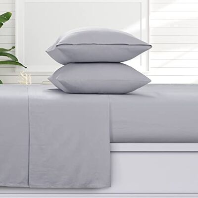 Tribeca Living Zestaw flanelowej pościeli na łóżko, niezwykle miękka 100% bawełna, pojemne narożniki, rozmiar twin, gładki wzór, szary Tribeca Living Zestaw flanelowej pościeli na łóżko, niezwykle miękka 100% bawełna, pojemne narożniki, rozmiar twin, gładki wzór, szary